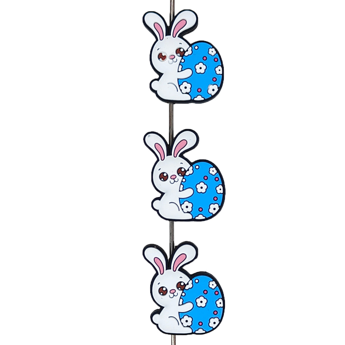 Rabbit Holding Blue Egg Focal Beads