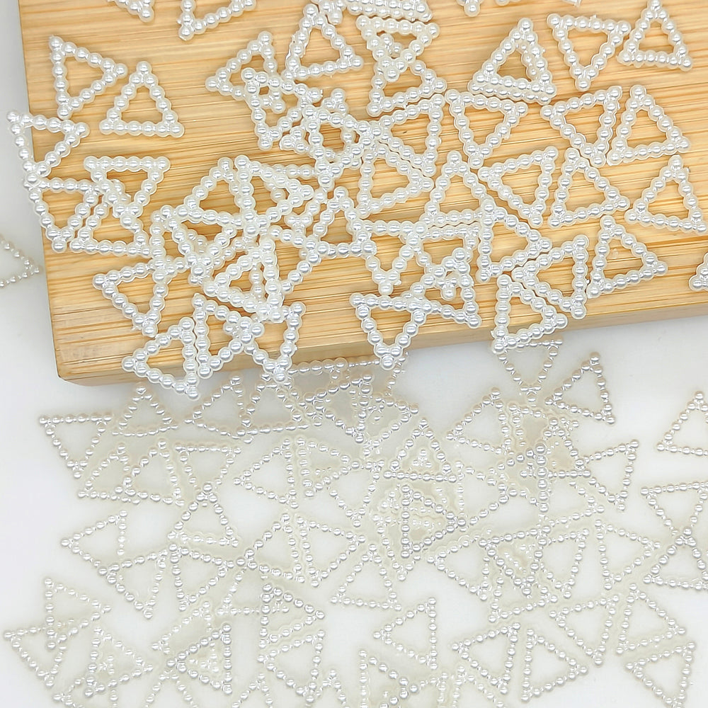 100Pcs 12mm Triangle Faux Pearl Acrylic Spacers