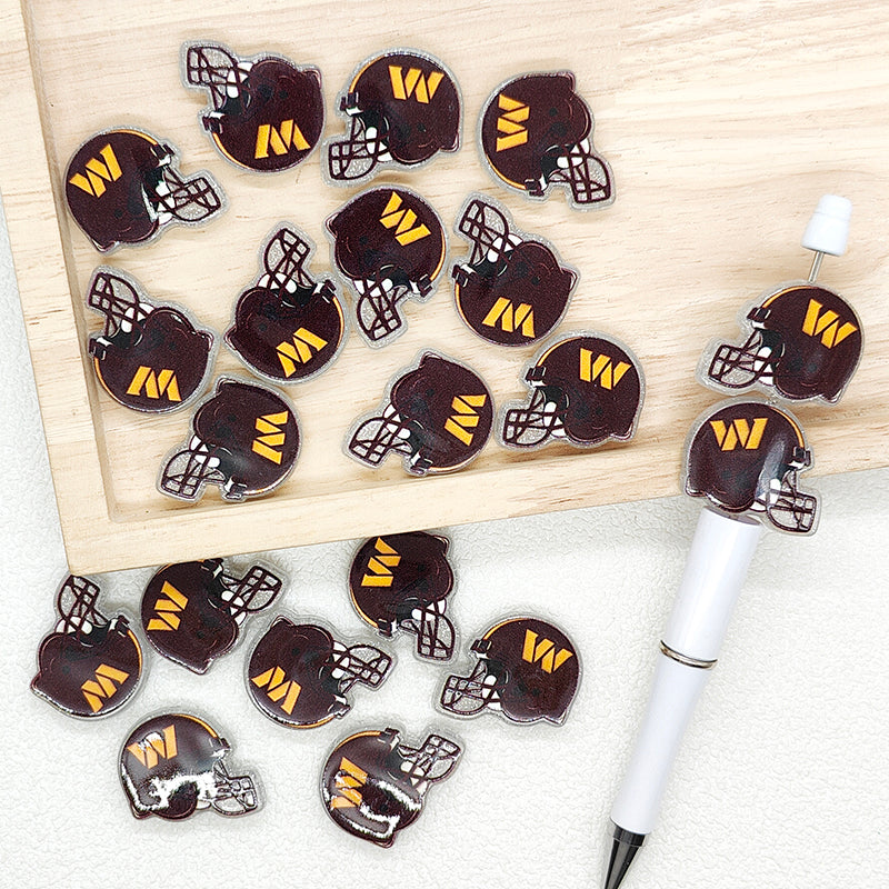 Helmet Football Team Acrylic Focal Beads