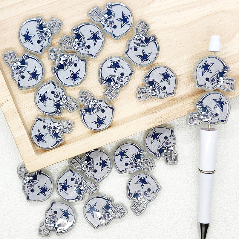 Helmet Football Team Acrylic Focal Beads