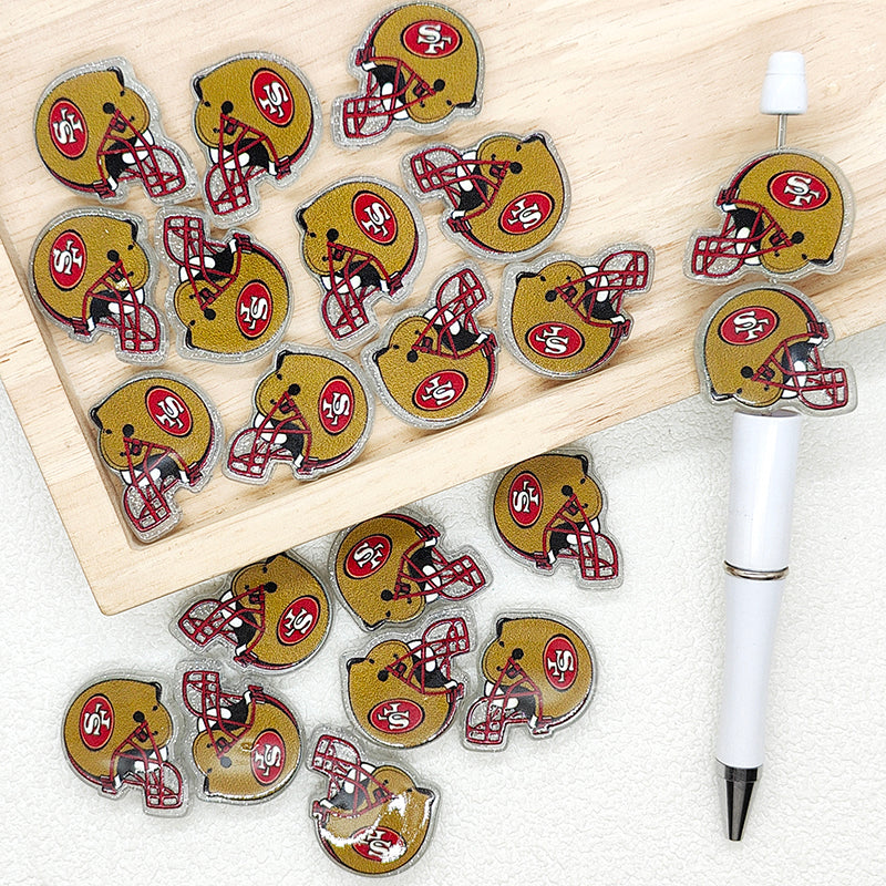 Helmet Football Team Acrylic Focal Beads