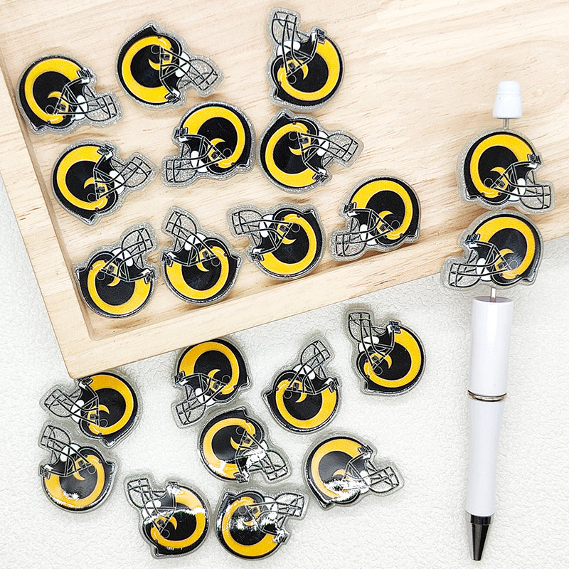 Helmet Football Team Acrylic Focal Beads
