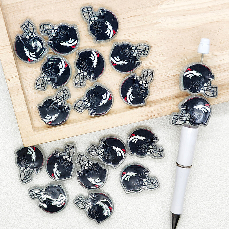 Helmet Football Team Acrylic Focal Beads