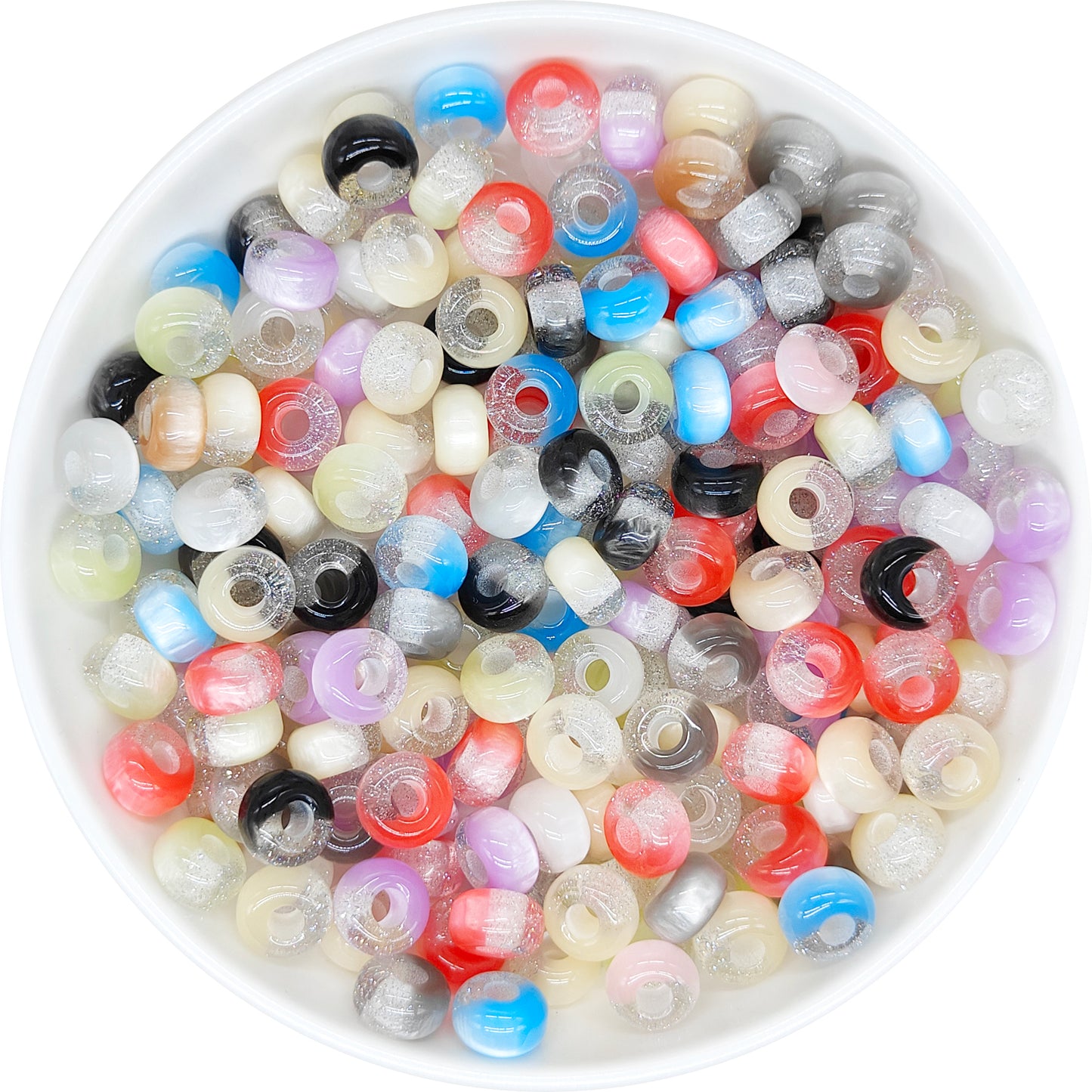 14mm Glitter Acrylic Abacus Loose Spacer Beads Mixed Color