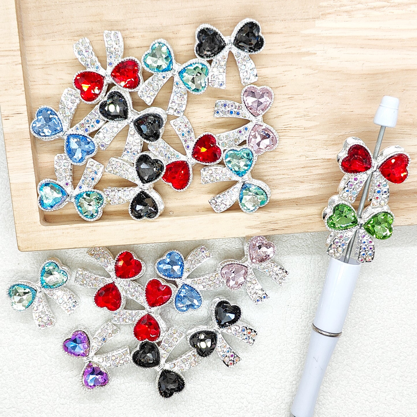Large Metal Bow Gem Rhinestone Fancy Beads