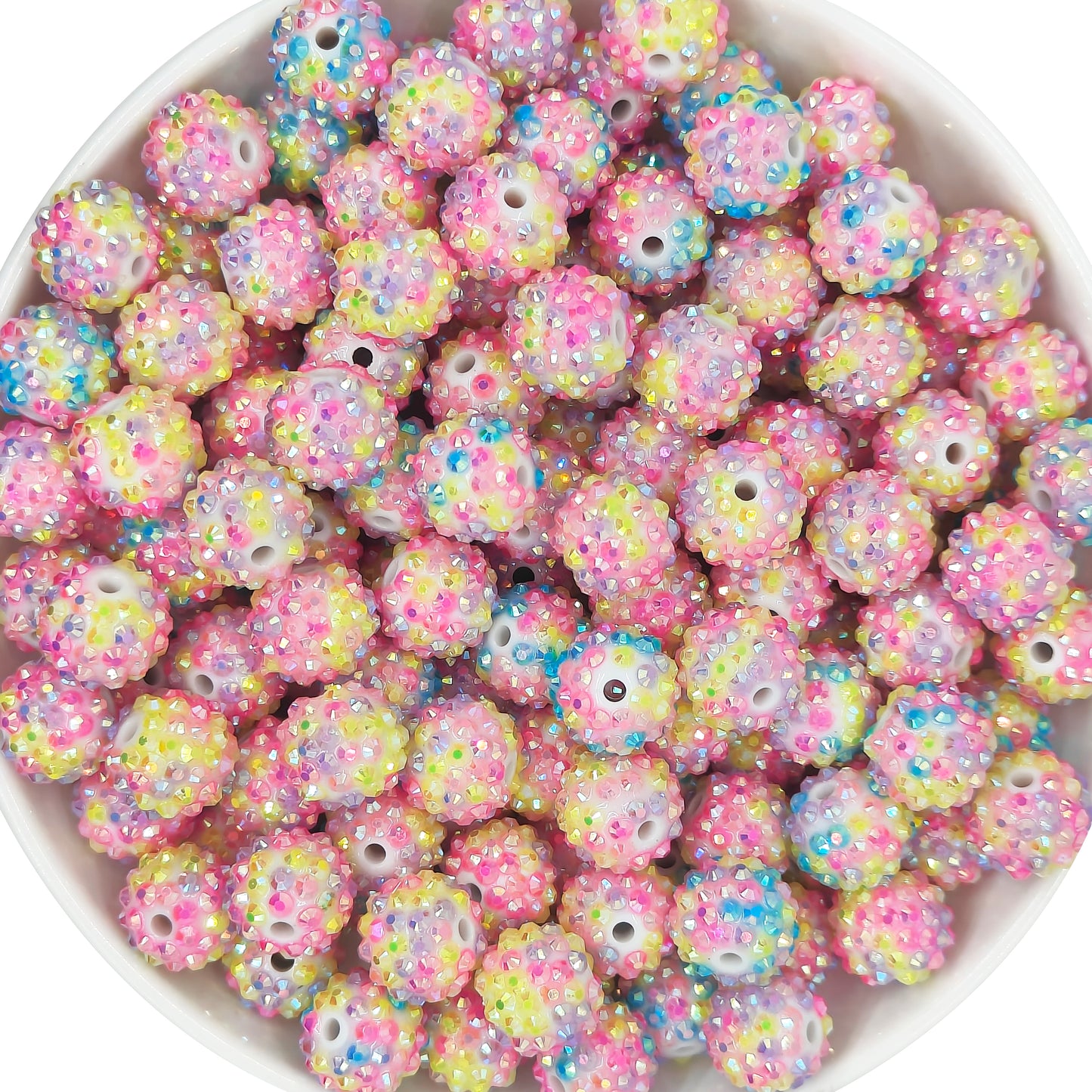 16mm Candy Confetti Rhinestone Bubblegum Beads