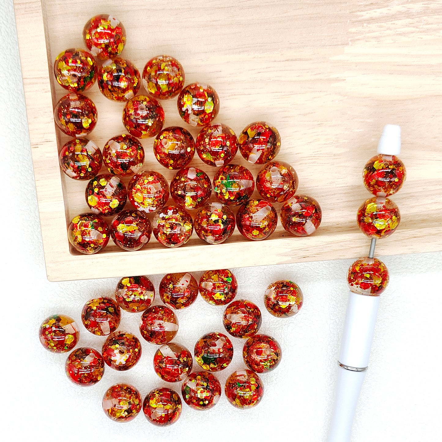 16mm Christmas Red Flake Sequin Gumball Beads,Confetti Beads