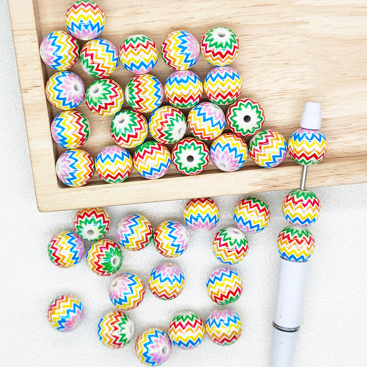 16mm Colored UV Wavy Print Round Gumball Beads,Acrylic Beads