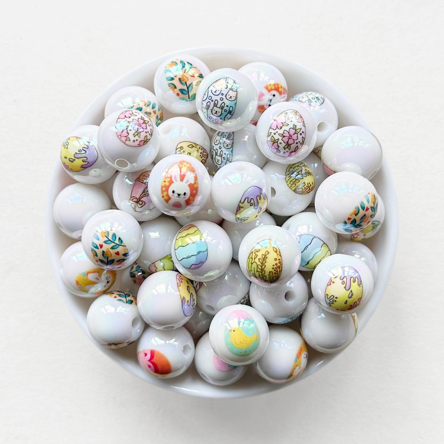 16mm Easter Egg Print Acrylic Beads,Gumball Bead
