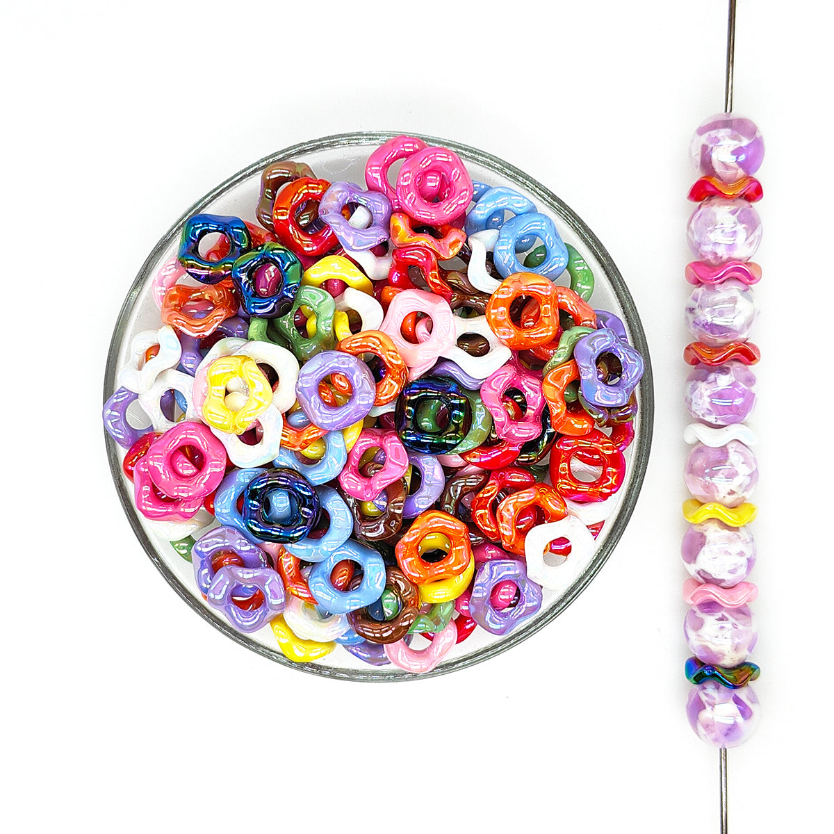 16mm Mix UV Wavy Spacer Beads,Flat Disk Beads