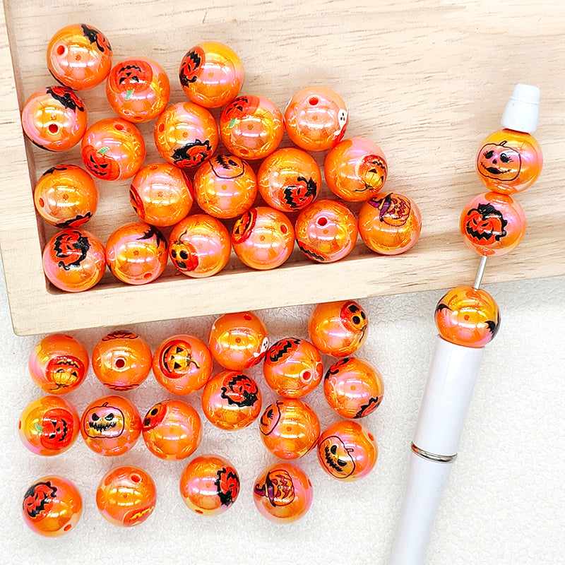 16mm Orange Halloween Pumpkin Acrylic Gumball Beads