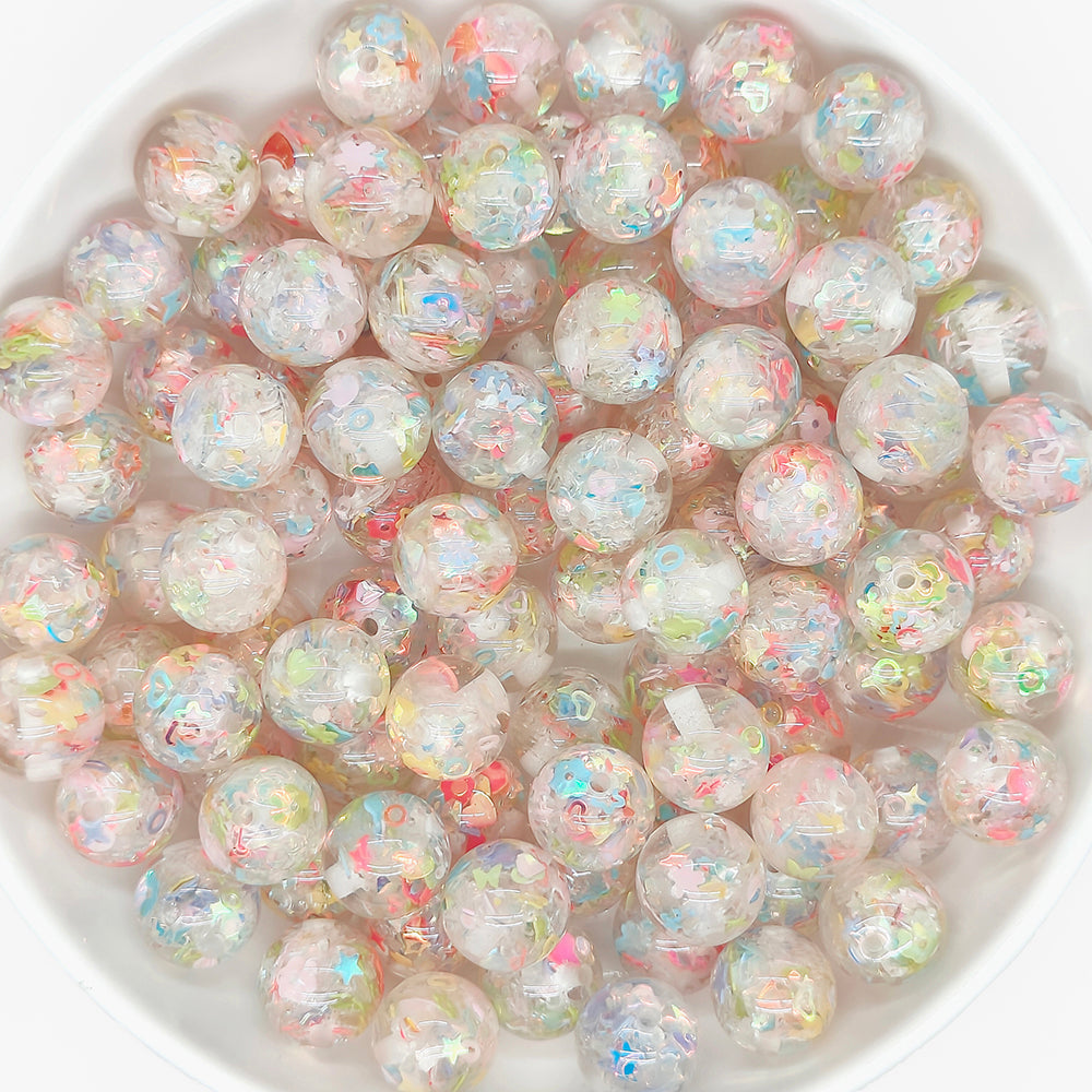 16mm Shiny Colored Sequin Confetti Acrylic Beads,Bubblegum Beads