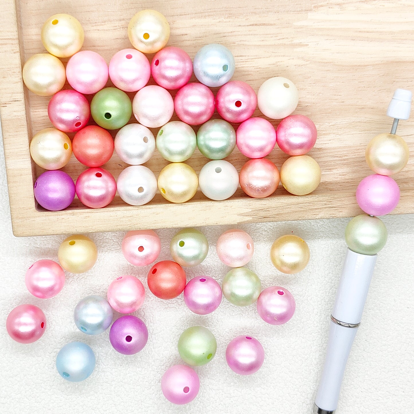 16mm Shiny Faux Pearl Acrylic Gumball Beads Mixed Color