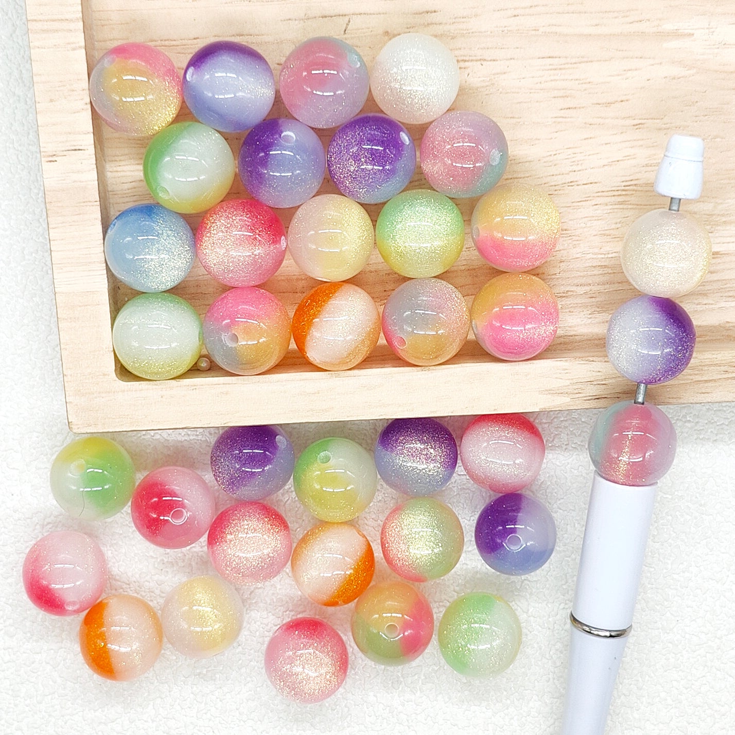 16mm Shiny Gradient Glitter Acrylic Beads,Gumball Beads