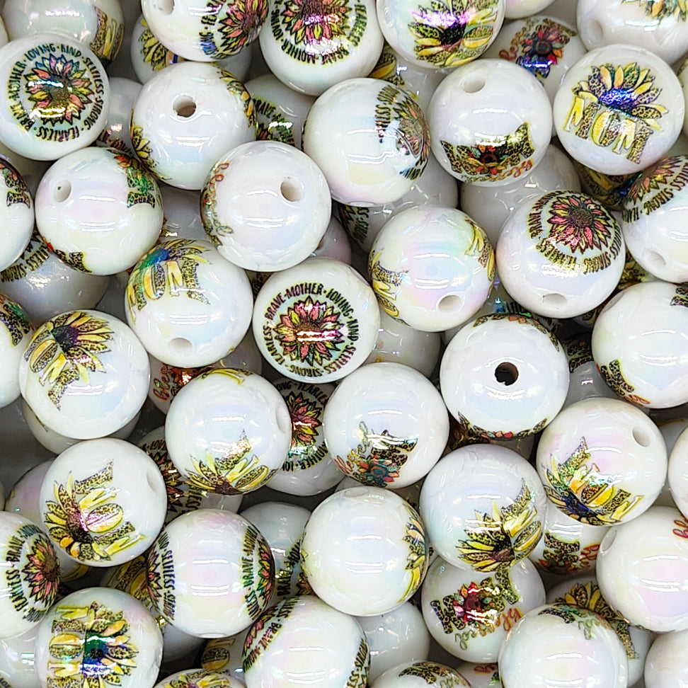 16mm Sunflower Mom Acrylic Beads,Gumball Beads