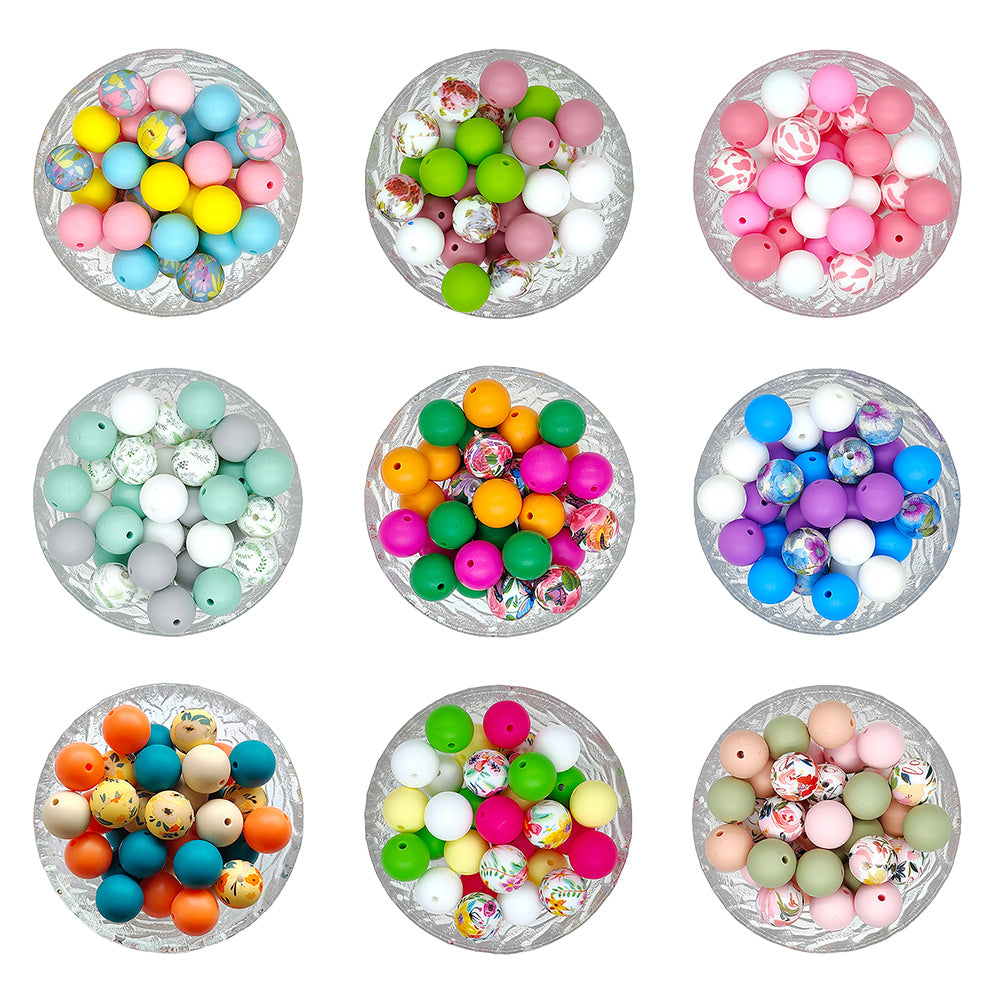 15mm Mix Colors Round Silicone Beads