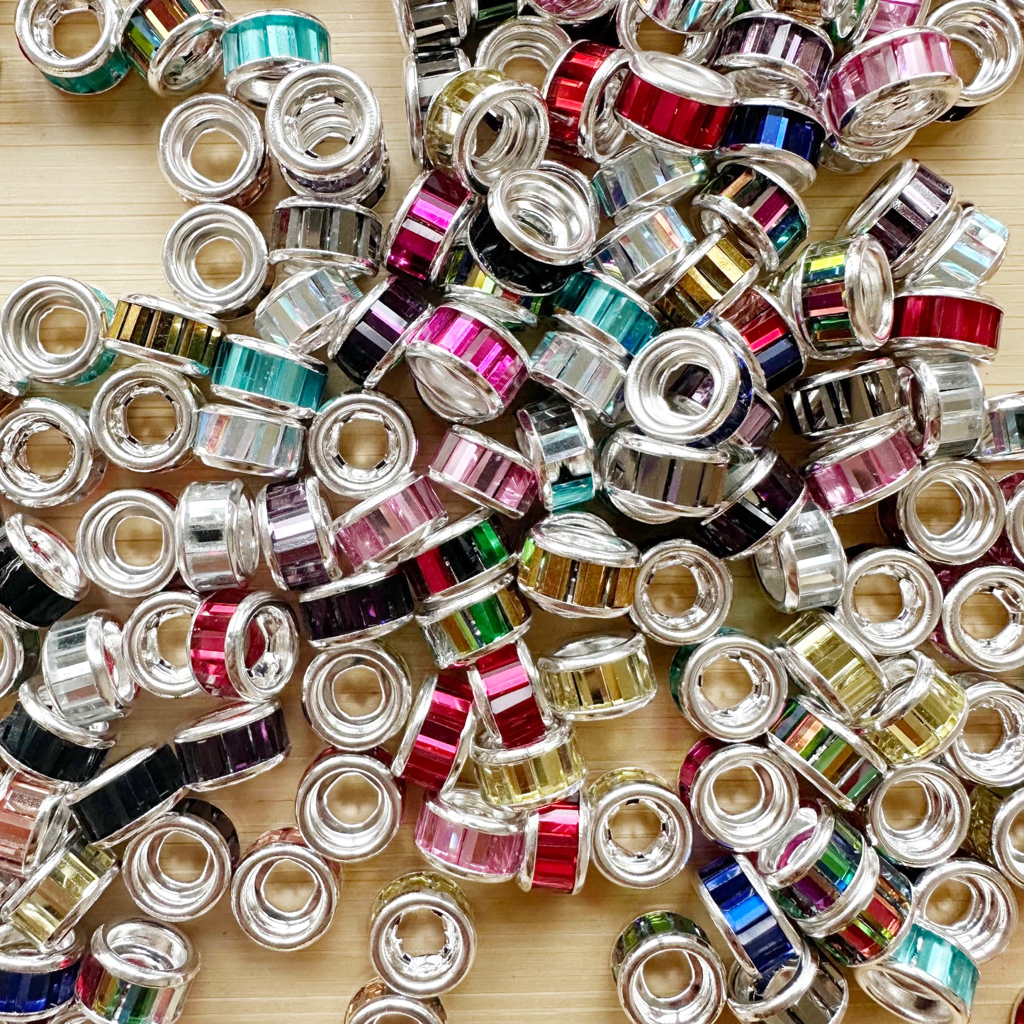 50Pcs/Lot 10mm Crystal Rhinestones Metal Spacers,Mixed Pack