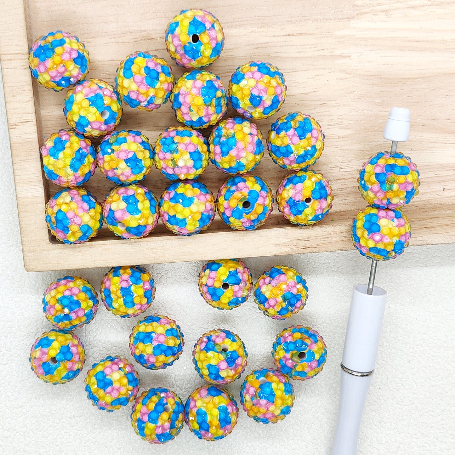 20mm Easter Confetti Rhinestone Bubblegum Beads,Chunky Acrylic Ball