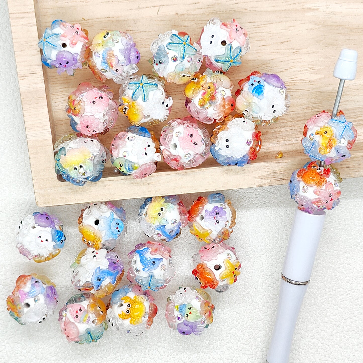 20mm Fancy Ocean Creature Beads Polymer Clay Beads for Summer Gifts Jewelry Making