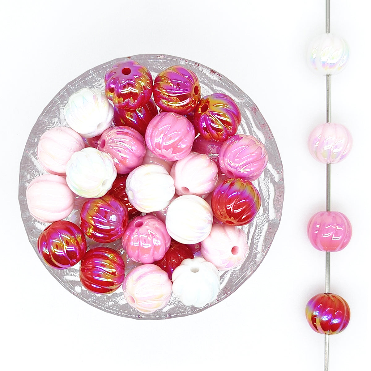 16mm Round Opal Pumpkin Acrylic Beads-Mixed Color