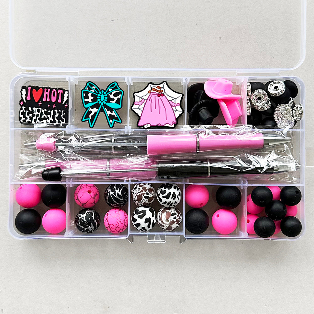 57Pcs Assorted Loose Bead Pen Kit,Cowboy Bead,Focal Beads