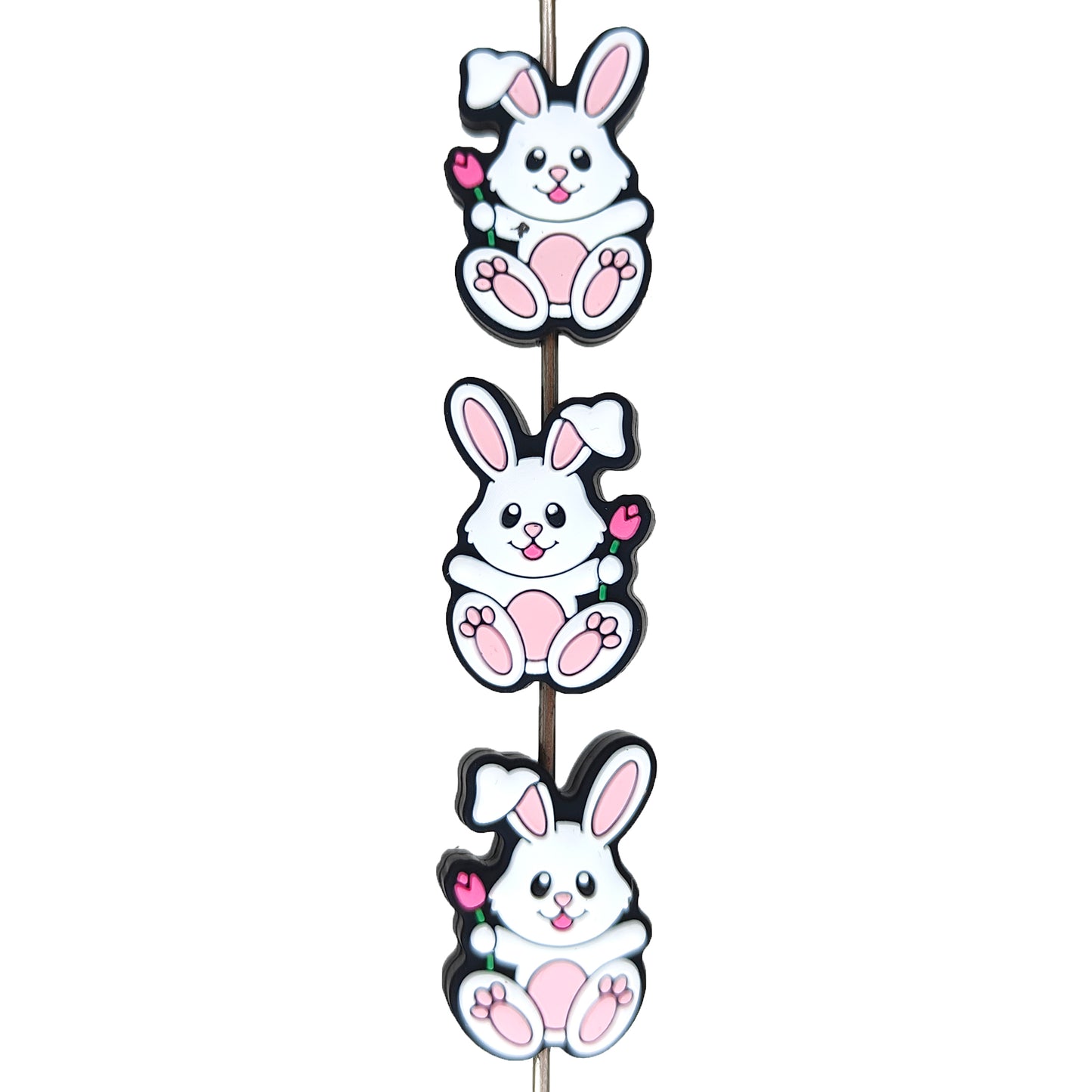 Rabbit Holding Tulip Easter Focal Beads