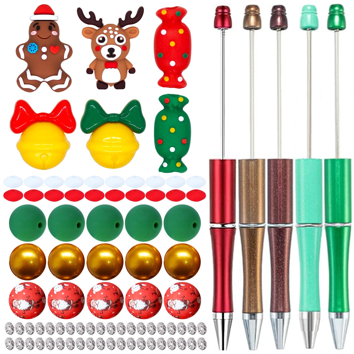 86Pcs Christmas Assorted Loose Bead Pen Kit