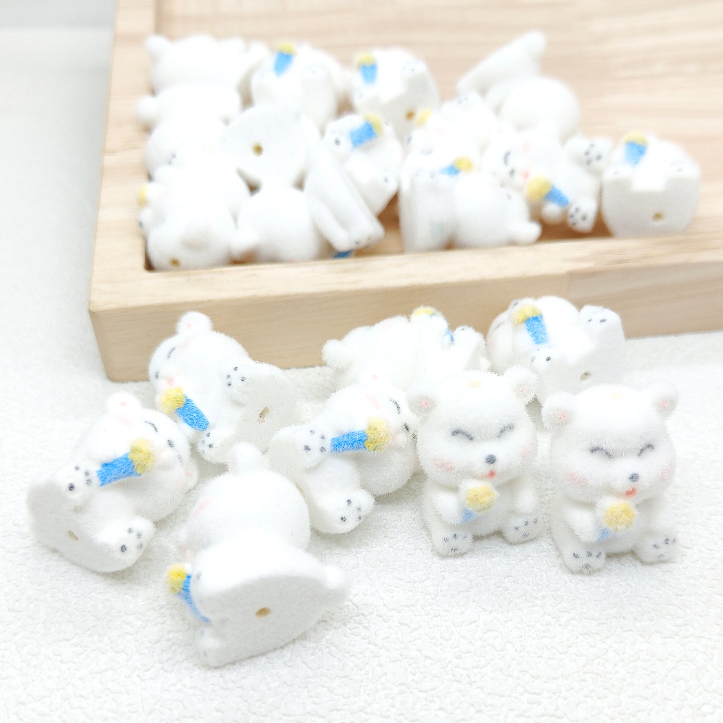 3D Fuzzy Bear Shape Acrylic Beads,Animal Flocked Beads