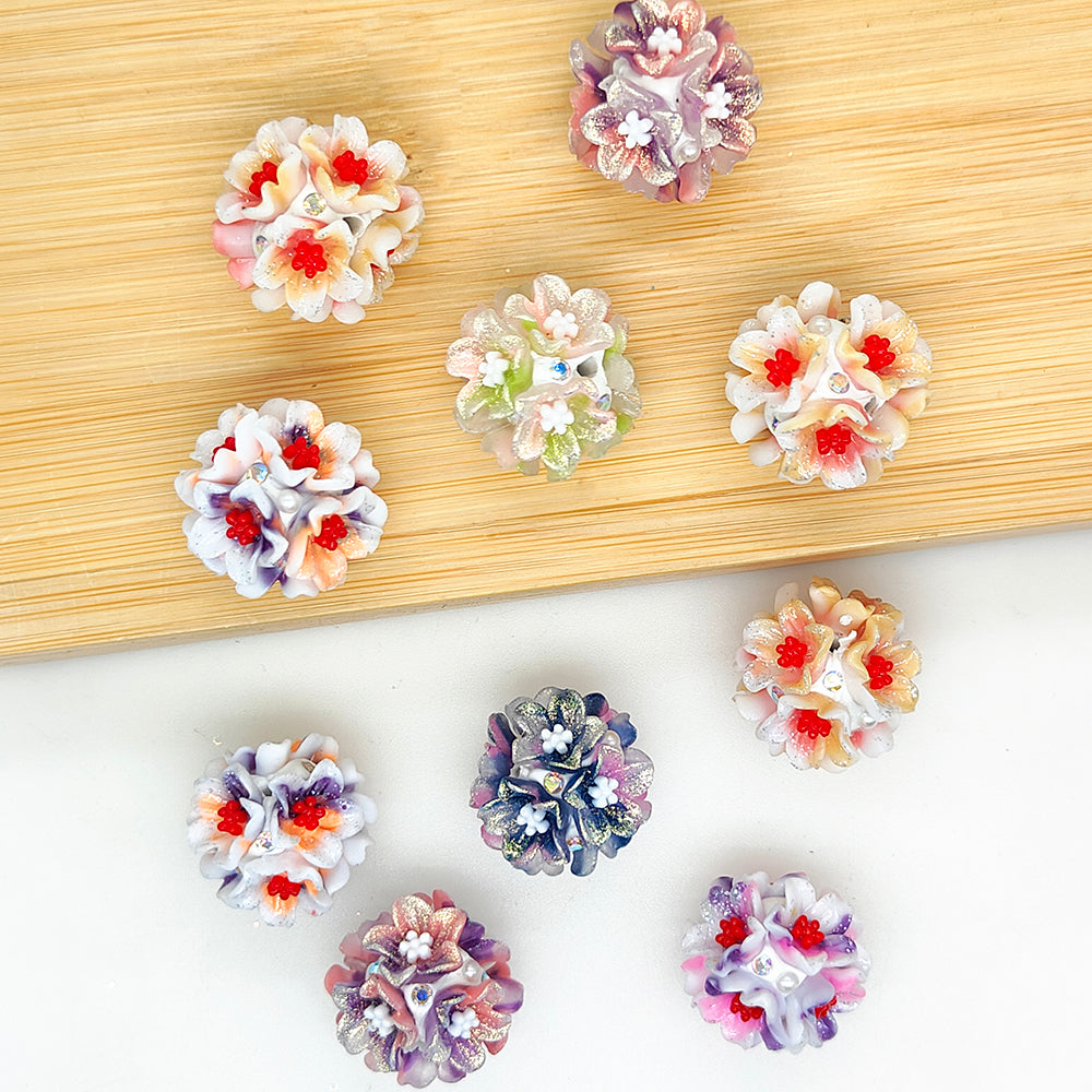 Fancy Flower Polymer Clay Beads,Floral Ball