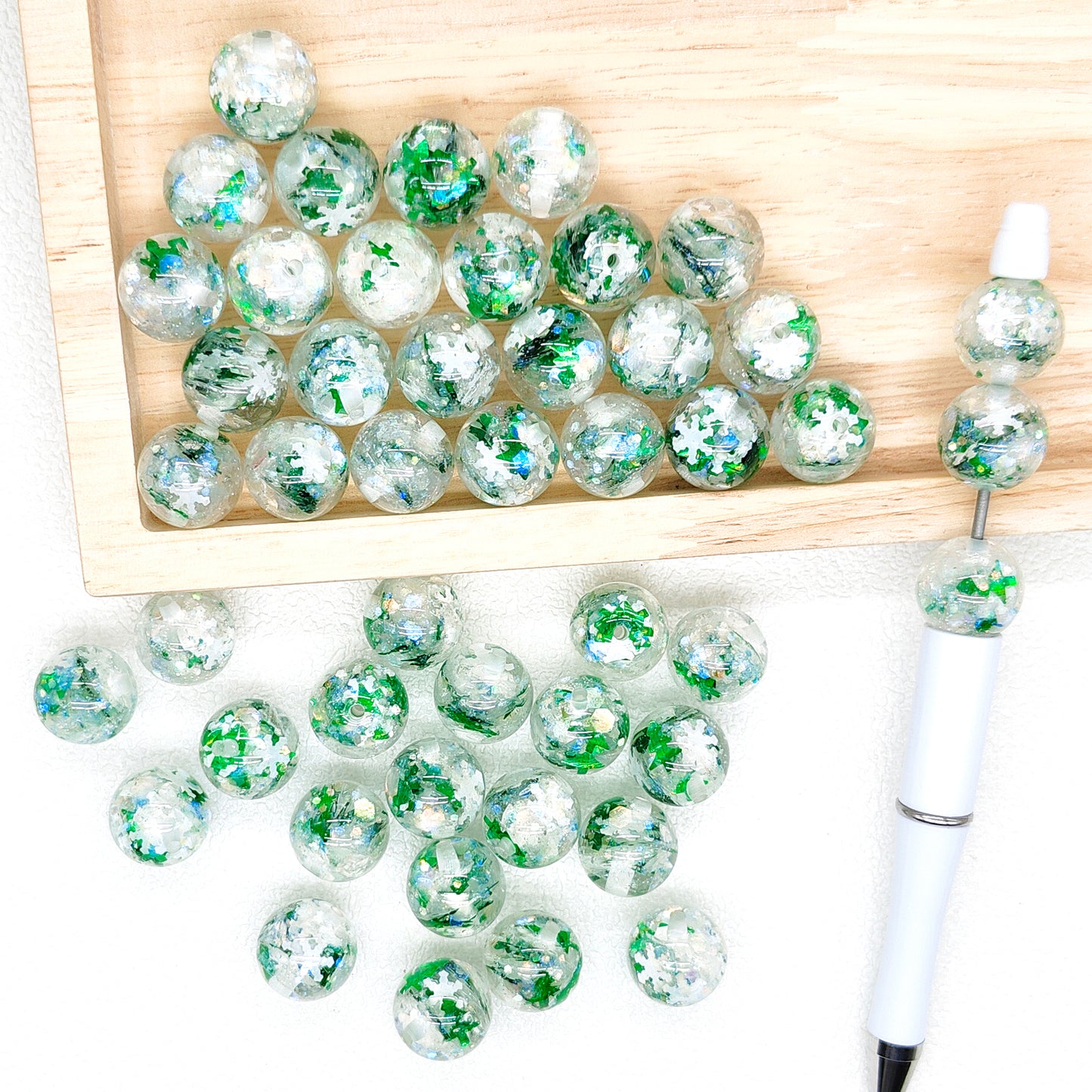 16mm Christmas Snowflake Tree Sequin Gumball Beads,Loose Beads