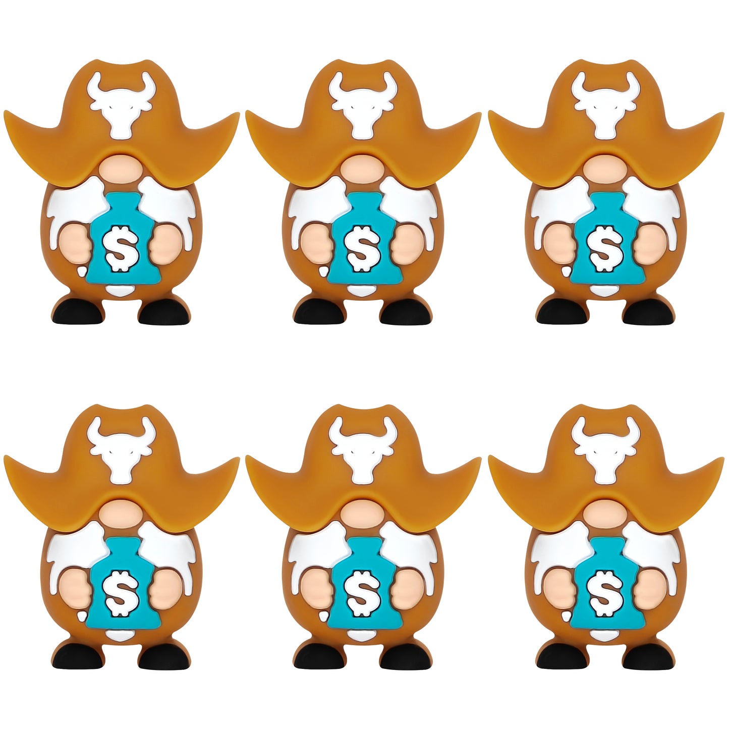 3D Cowboy Gnome with Money Bag Western Focal