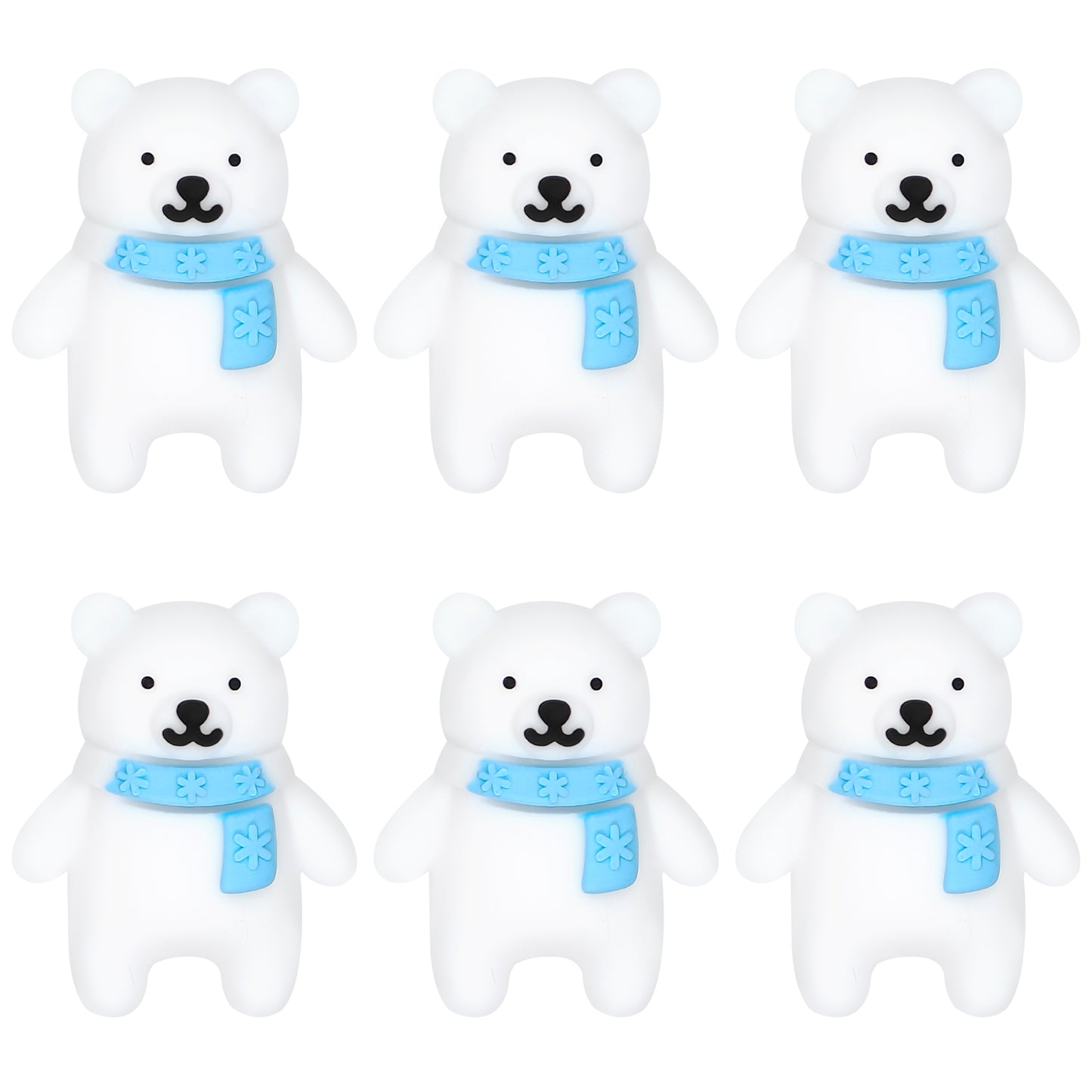 3D White Bear Blue Scarf Focal