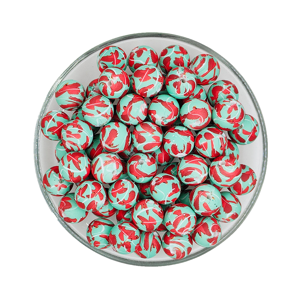 15mm Cardinal Print Round Silicone Beads