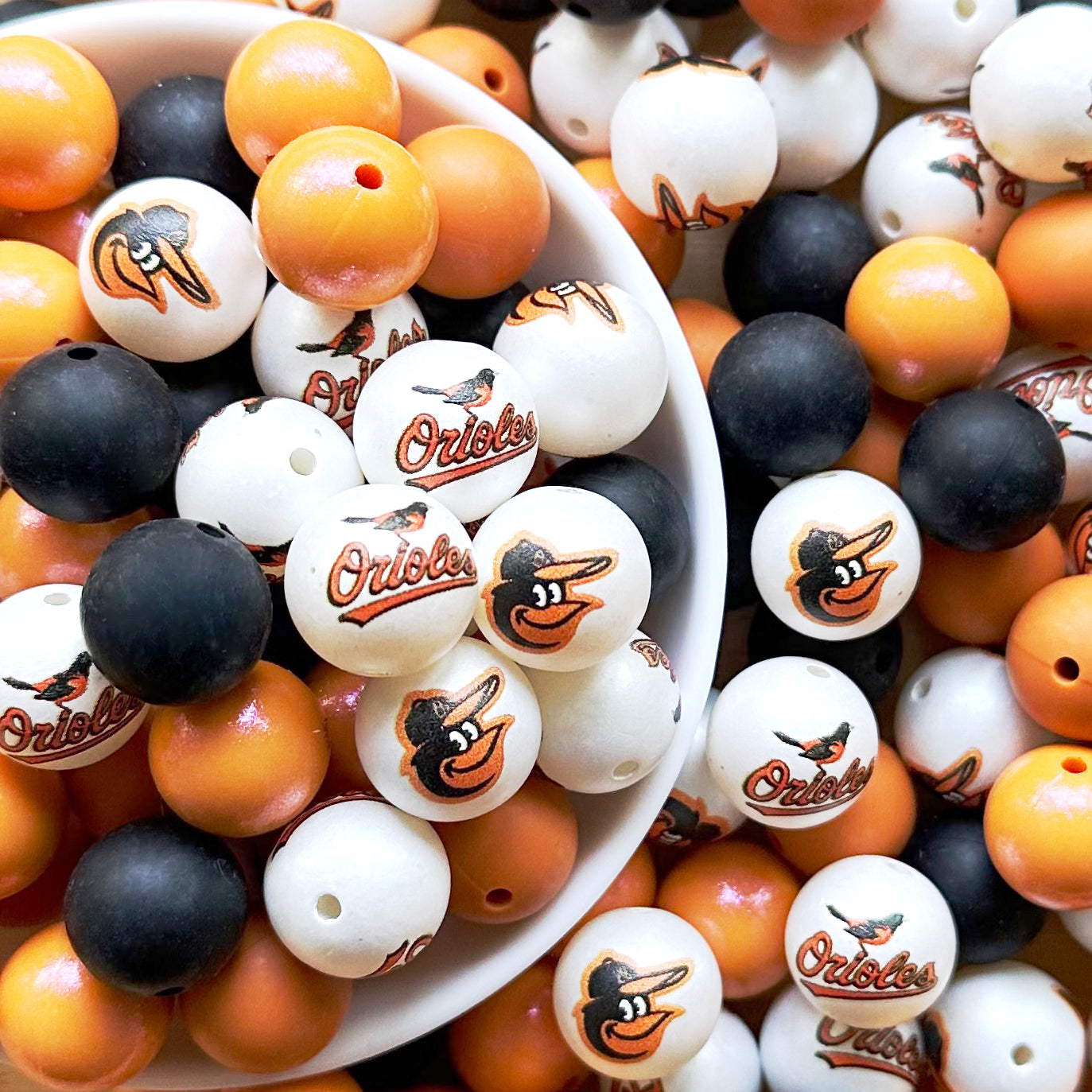 40Pcs Baseball Team Assorted Beads,Loose Beads DIY Keychain