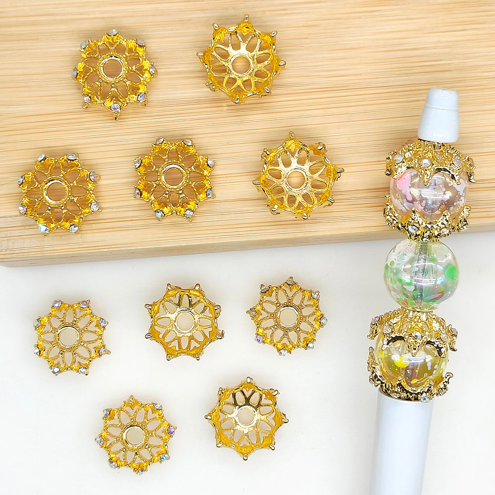 Fancy AB Rhinestone Metal Bead Cap fit 16mm Round Beads