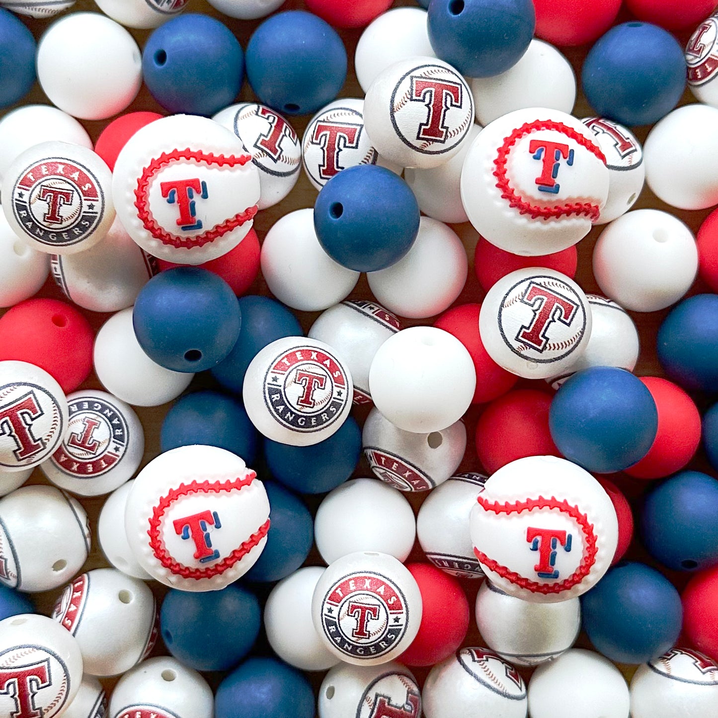 48Pcs Assorted Baseball Team Beads,Mixed Loose Beads