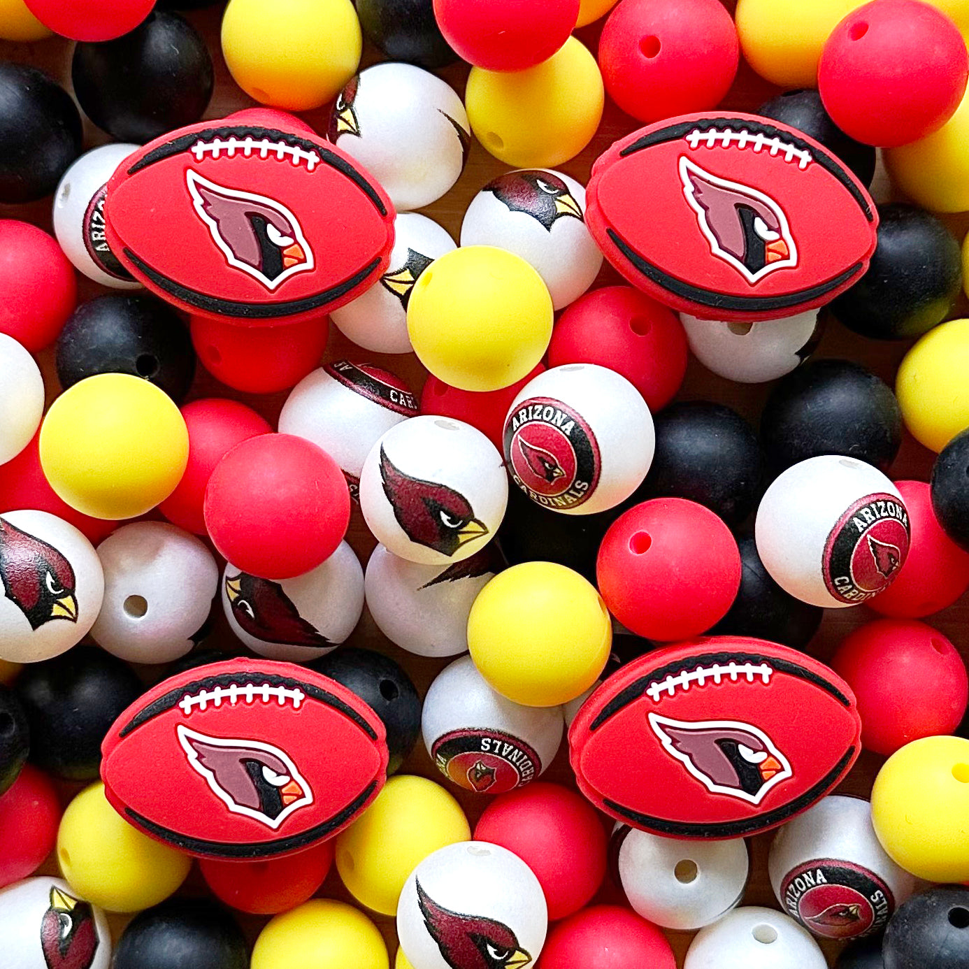 48Pcs Football Team Assorted Beads,Round Beads,Focal Beads