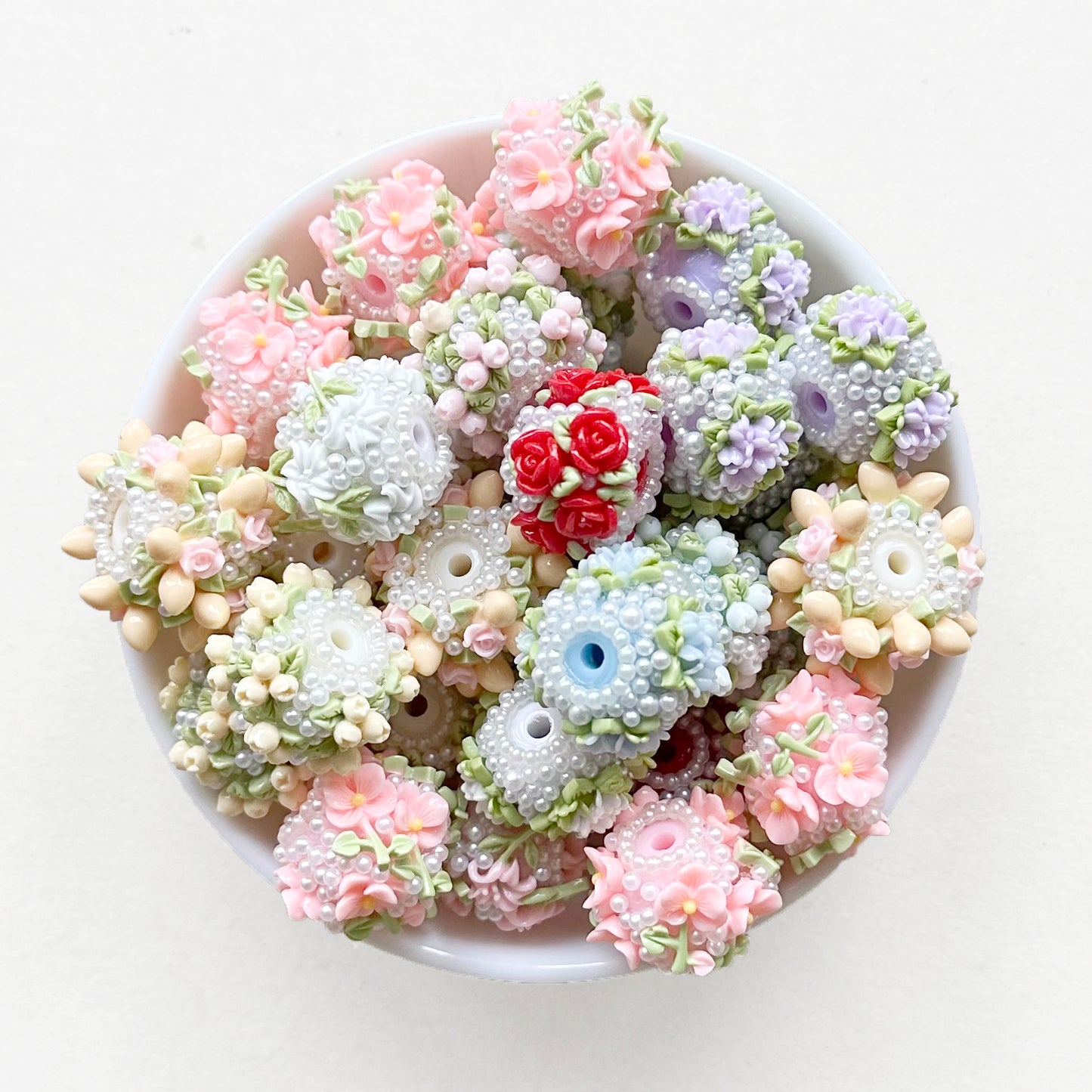 Fancy Pearl Floral Assorted Beads,Mix Flower Ball