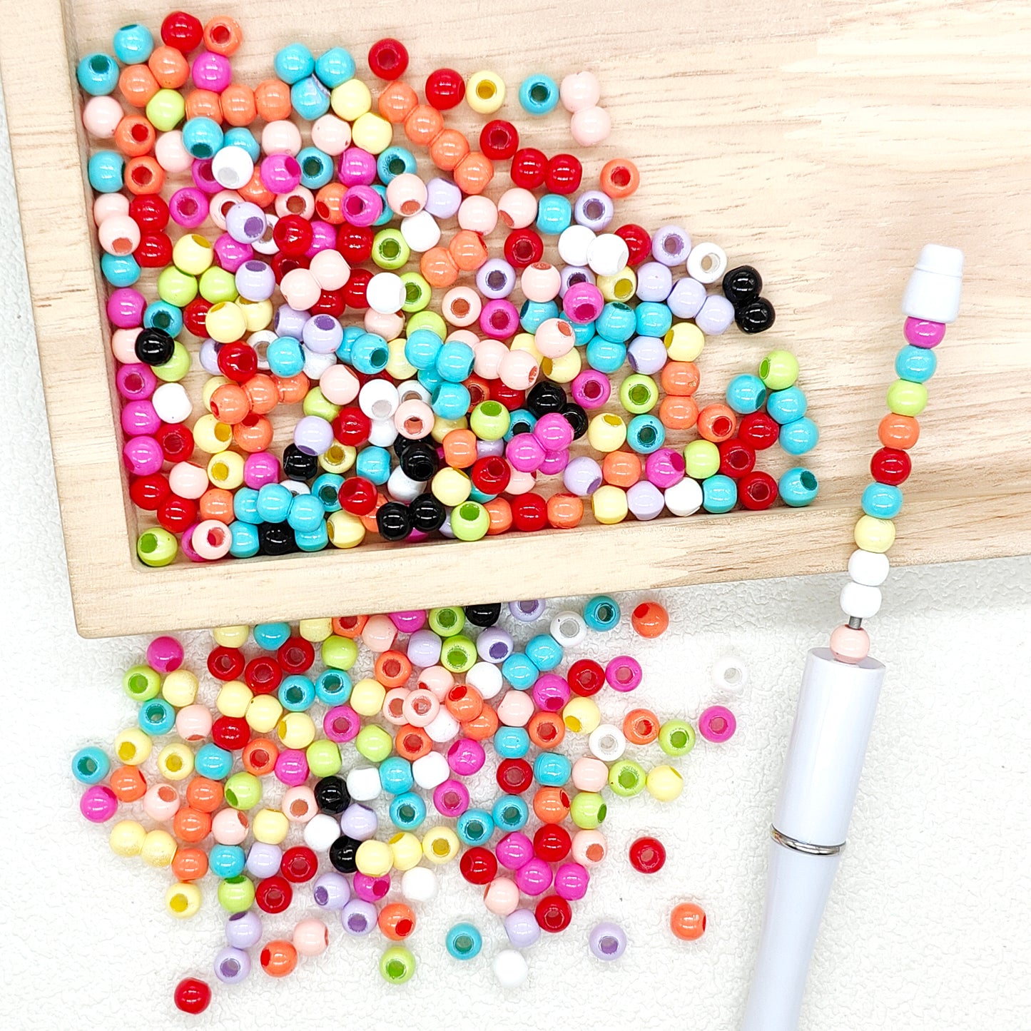 500Pcs/Lot 6mm Small Mixed Color Solid Acrylic Beads
