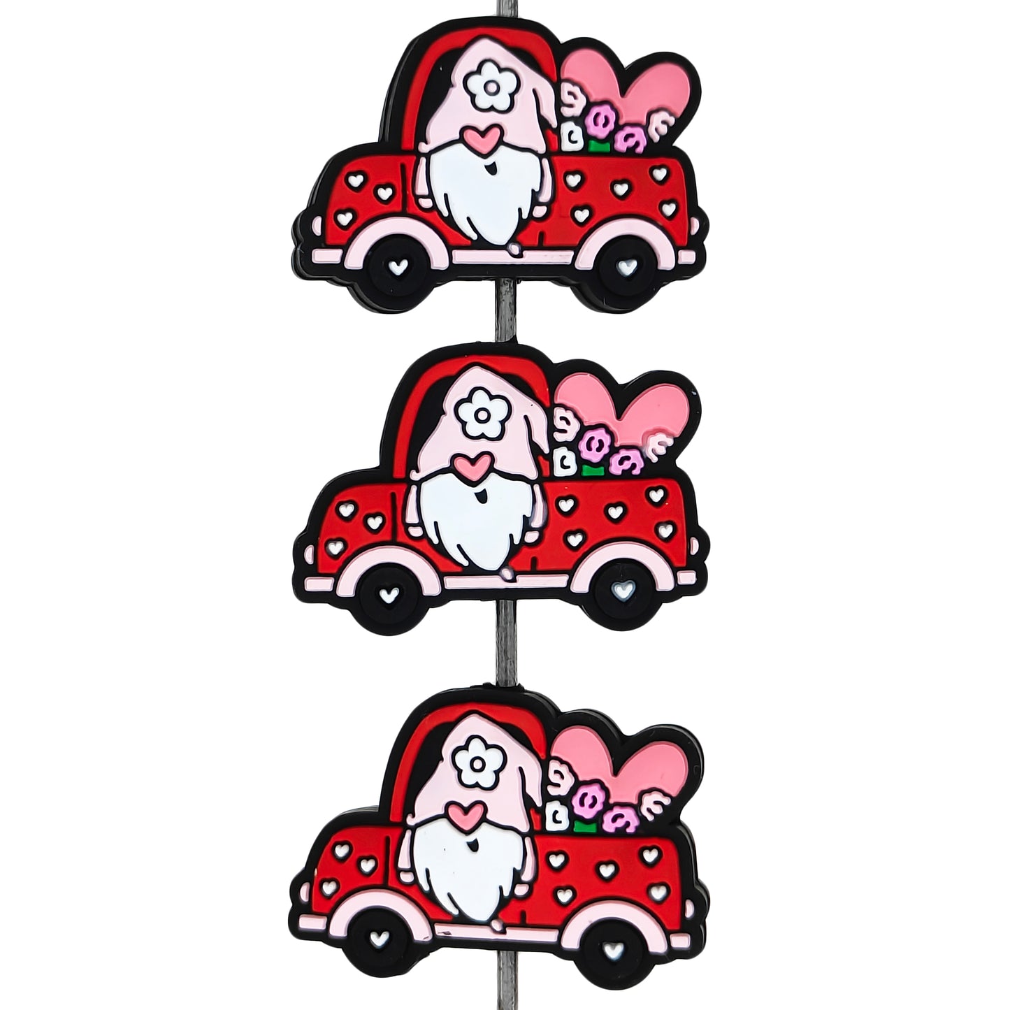 Gnome In Red Truck With Floral Valentine Focal