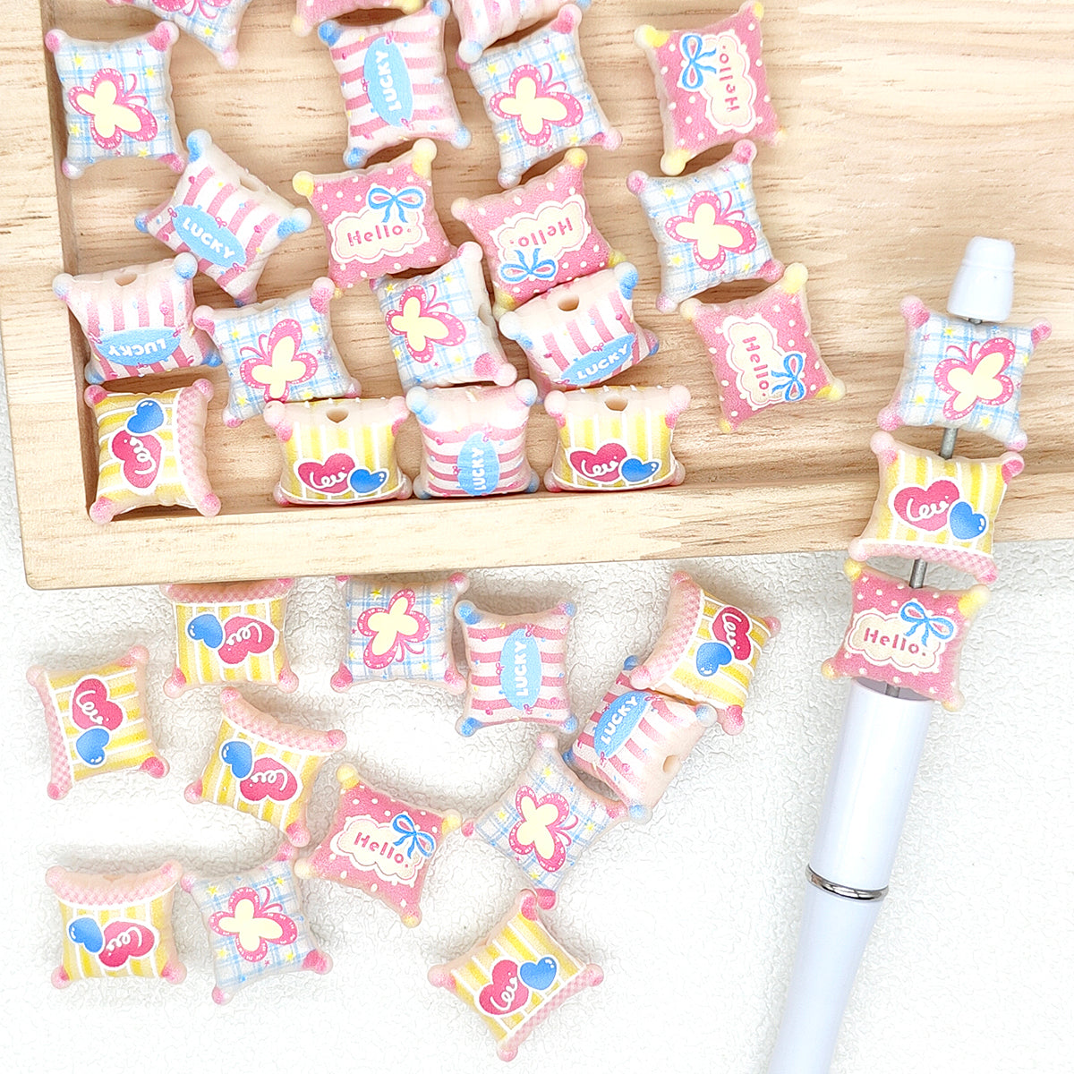 3D Square Print Acrylic Loose Beads,for Beadable Pen DIY