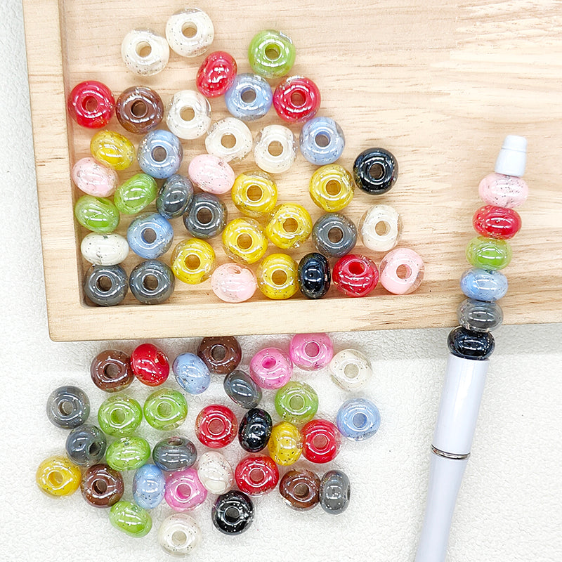 50Pcs/Lot Large Hole Glitter Spacer Beads,Acrylic Beads