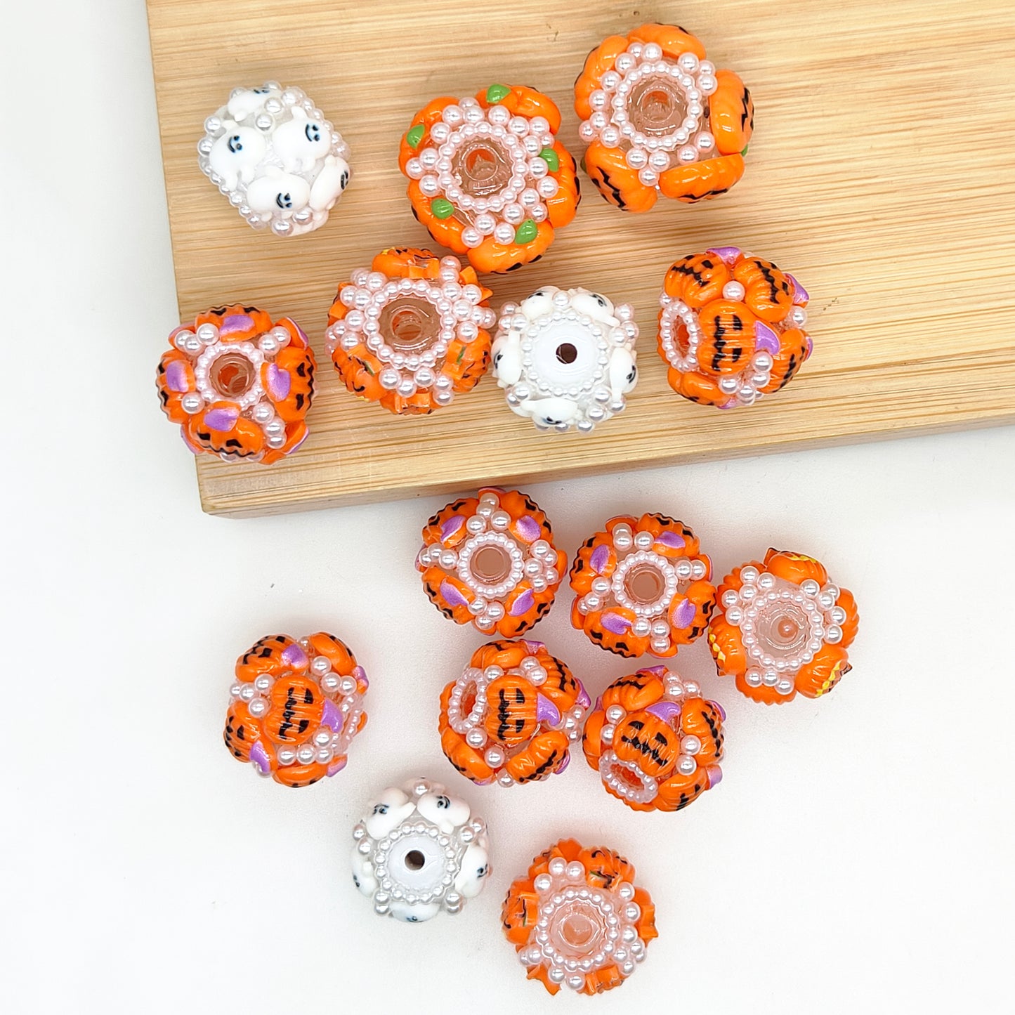 Assorted Pumpkin Pearl Ball,Acrylic Fancy Beads,for Charm Halloween