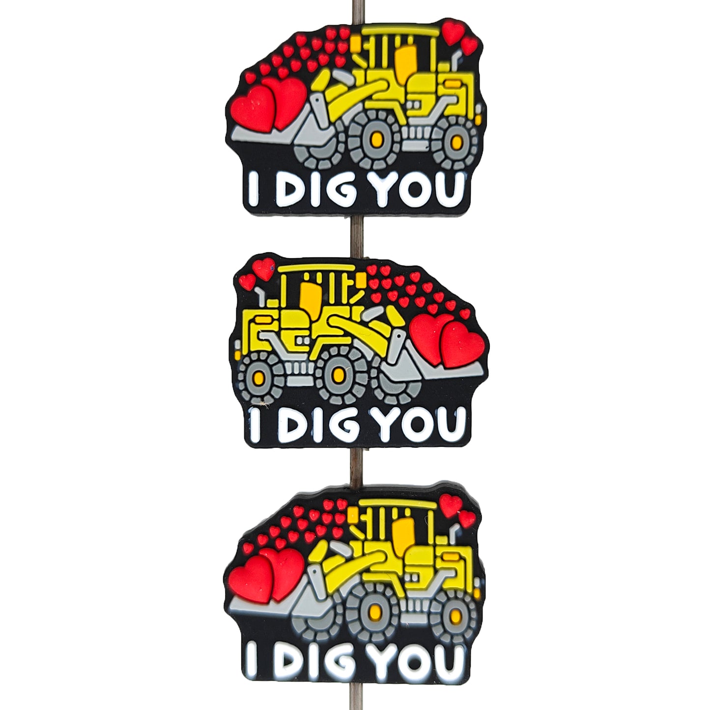 I Dig You Truck Valentine Day Silicone Focal Beads