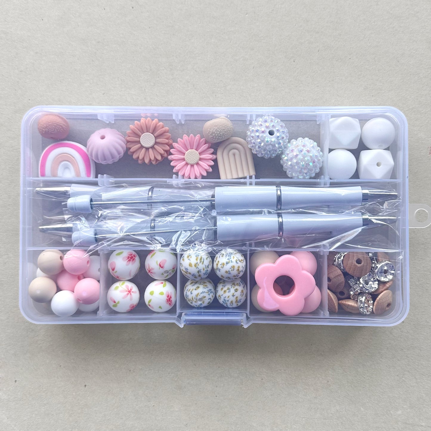 60Pcs Assorted Loose Bead Pen Kit,Flower Bead,Focal Beads