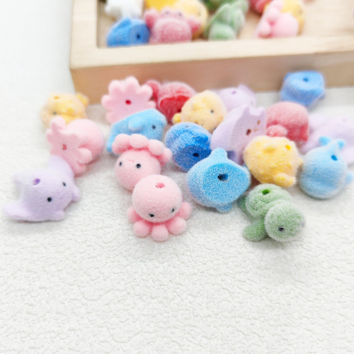 Sea Animal Assorted Flocked Acrylic Beads,Shape Focal Beads