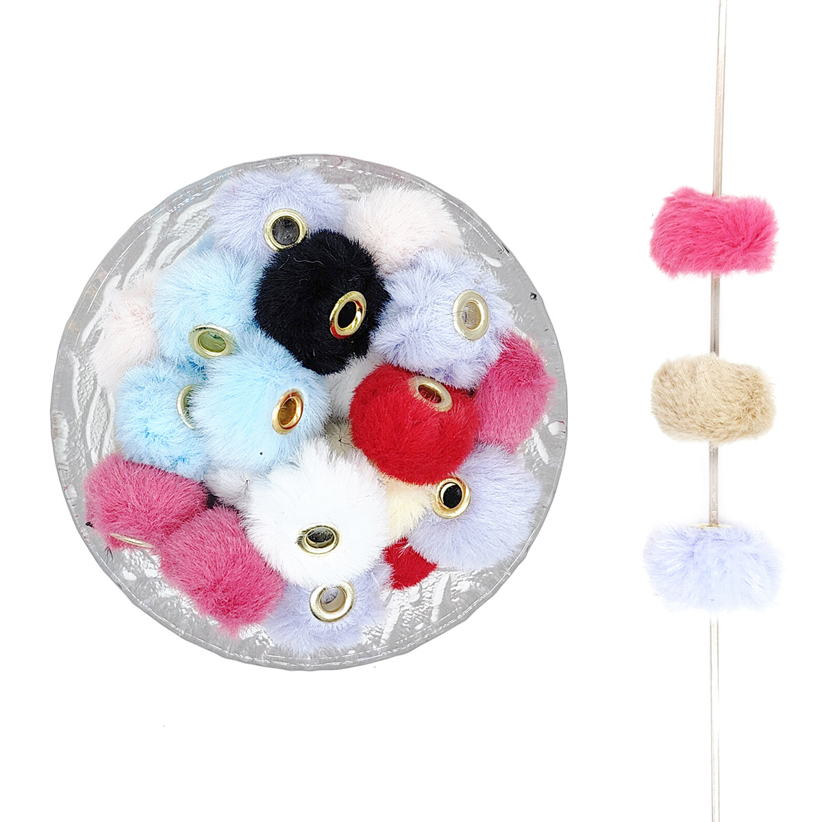 Mix Large Hole Furry Spacer Beads,Fuzzy Beads