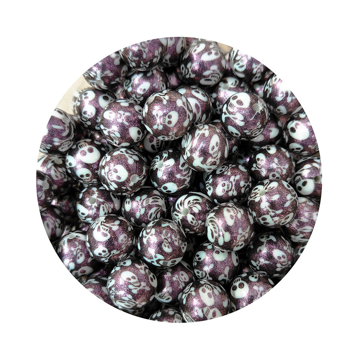 15mm Round Opal Print Silicone Beads