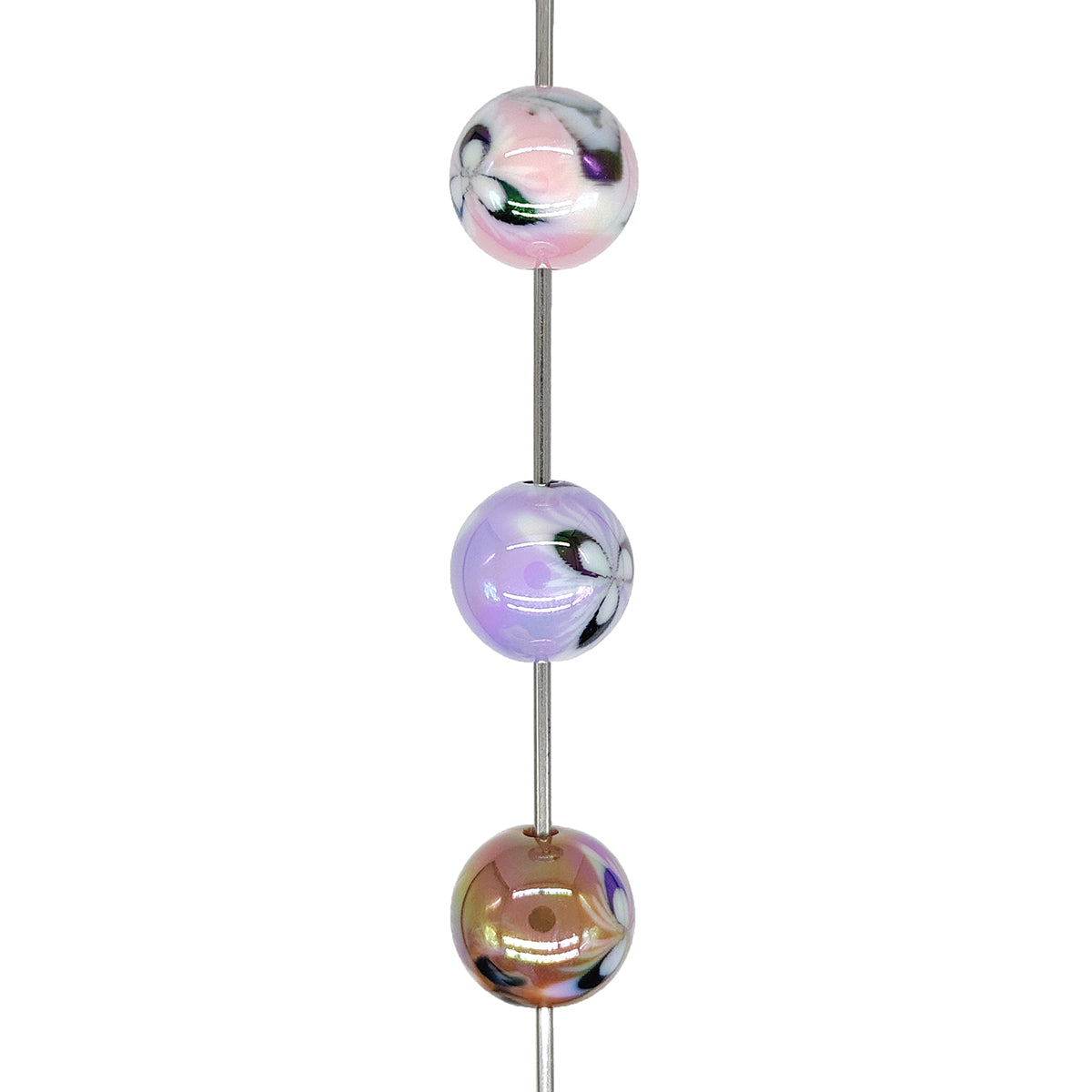 16mm Floral Iridescent Bubblegum Acrylic Beads