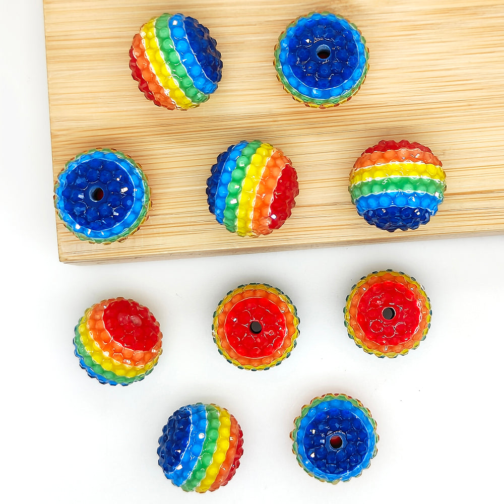 New 22mm Clear Rhinestone Rainbow Chunky Bubblegum Beads,Acrylic Beads